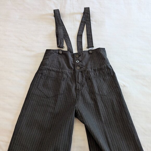 Free People Size 2 Pinstriped Suspender/Overall Pants Black(ish) - Picture 7 of 16